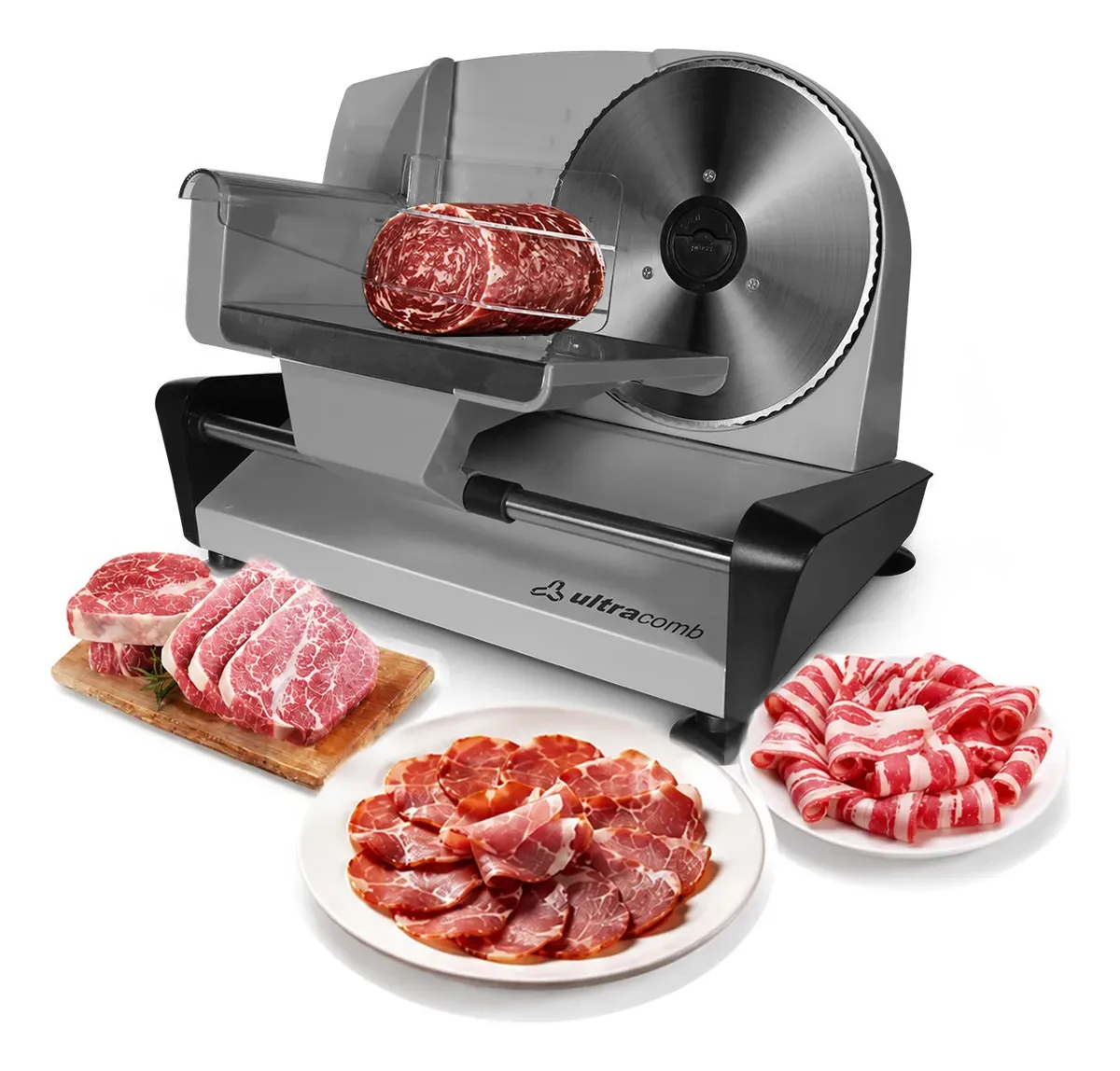 Cortadora de Alimentos y Fiambres Marca Ultracomb Fs-6301 0-15 mm Acero Inoxidable