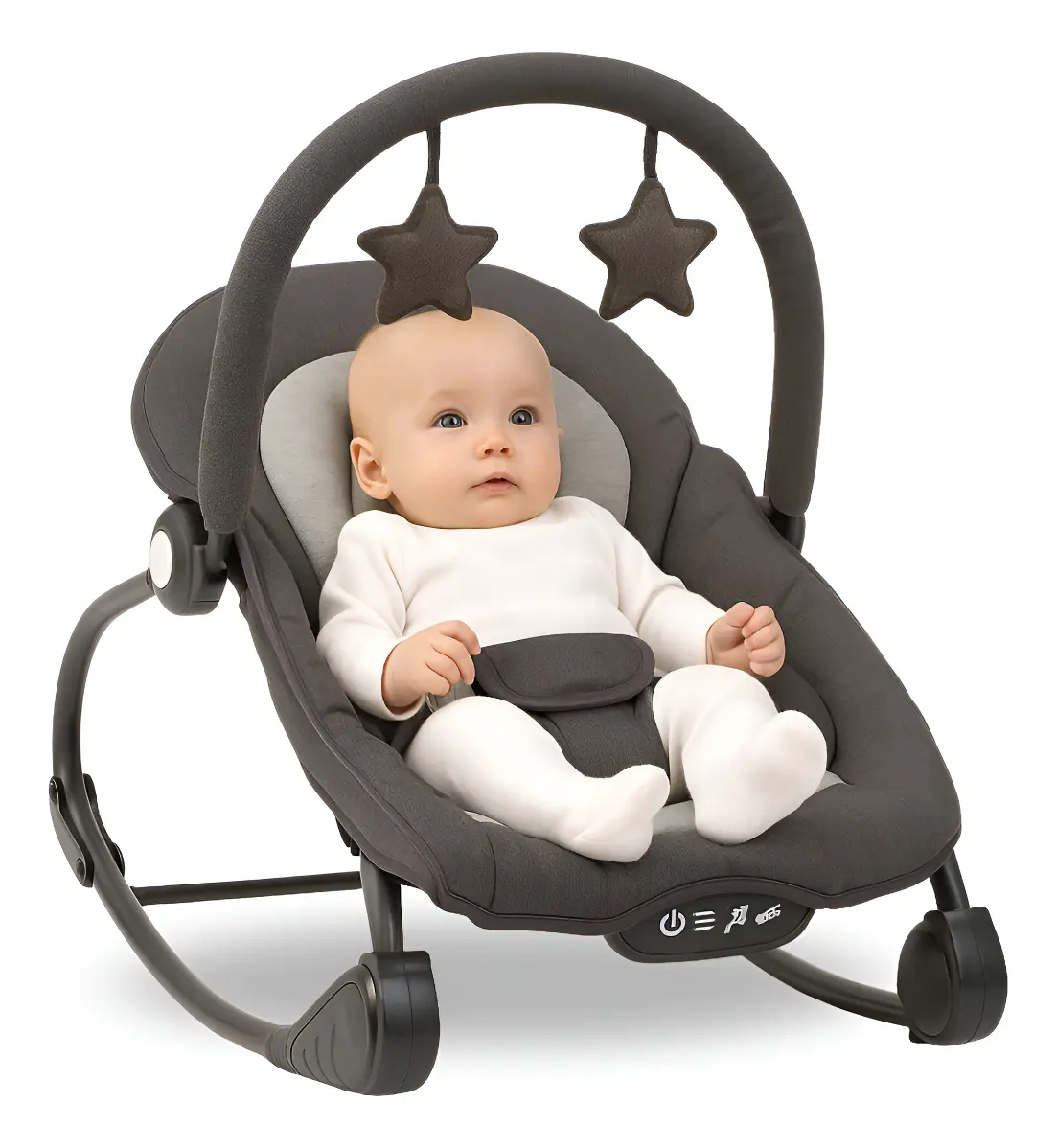 Silla Mecedora Mega Baby 27267 18 Kg Vibración Y Música Color Gris