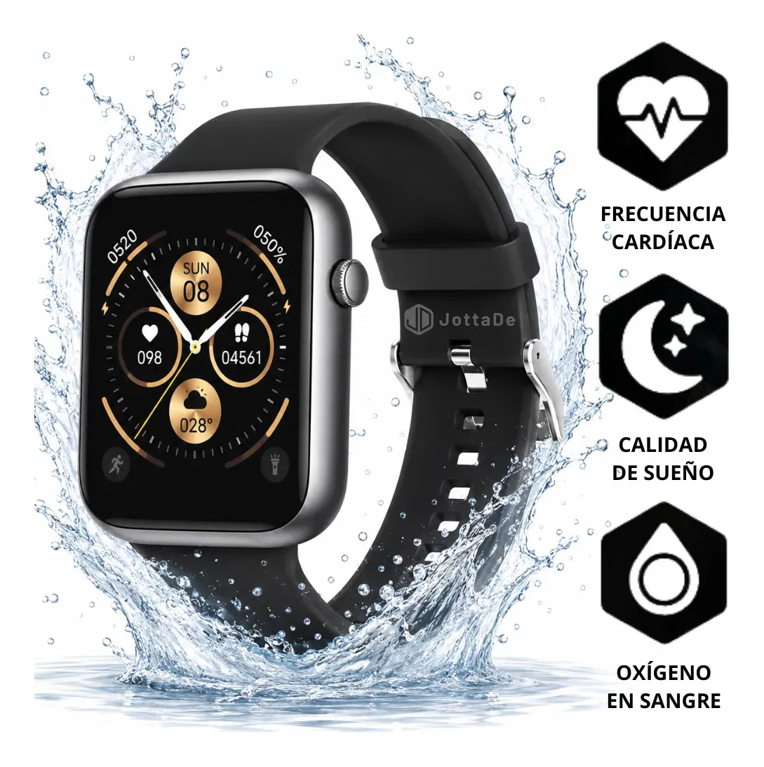 Smartwatch Reloj Inteligente Sumergible Jd Capri Llamadas Bluetooth Múltiples Modos Deportivos Presión Arterial SPO2 Control de Música Color Negro