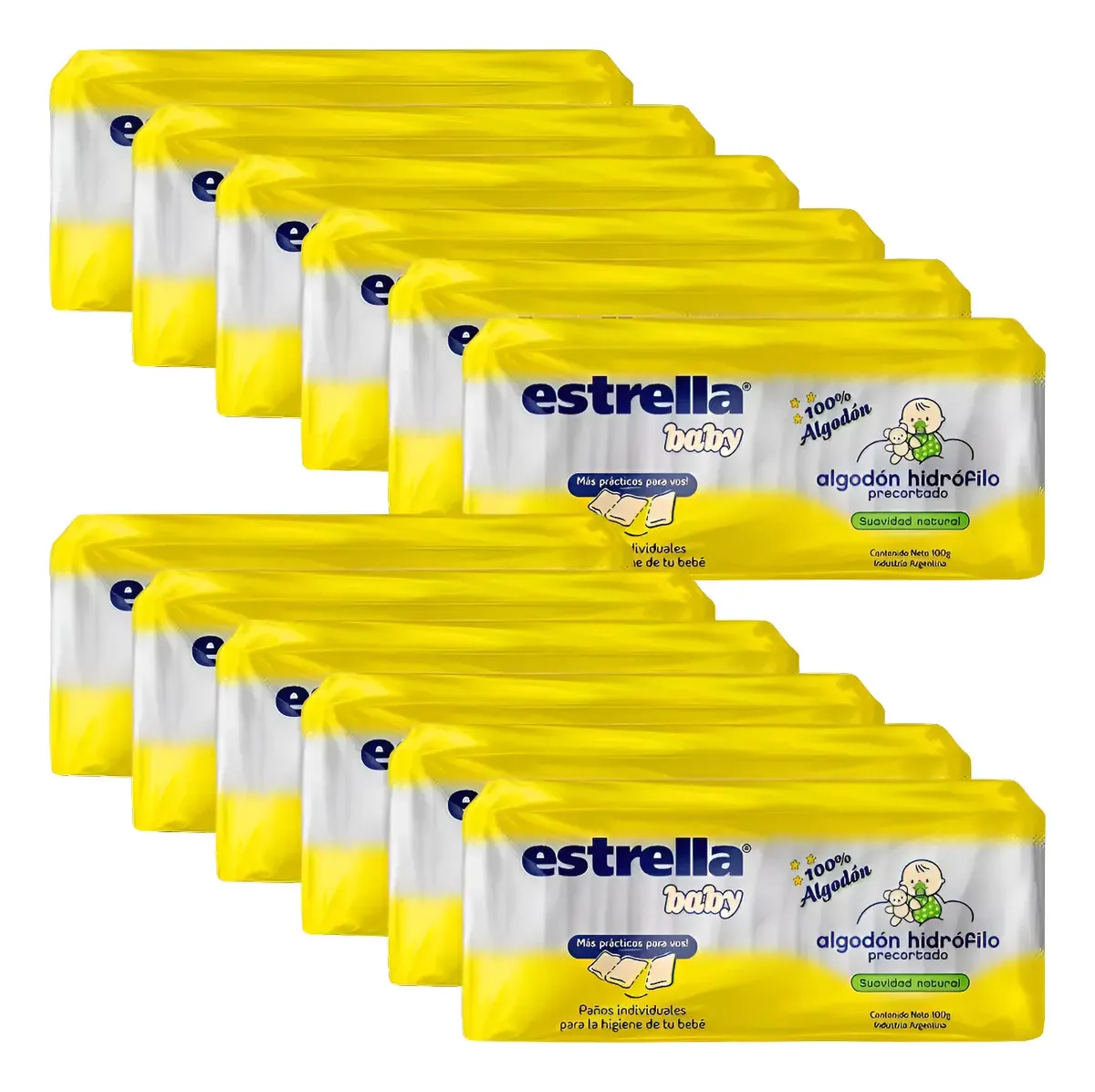 Algodon Precortado Estrella Baby 12 Packs X100 Gr