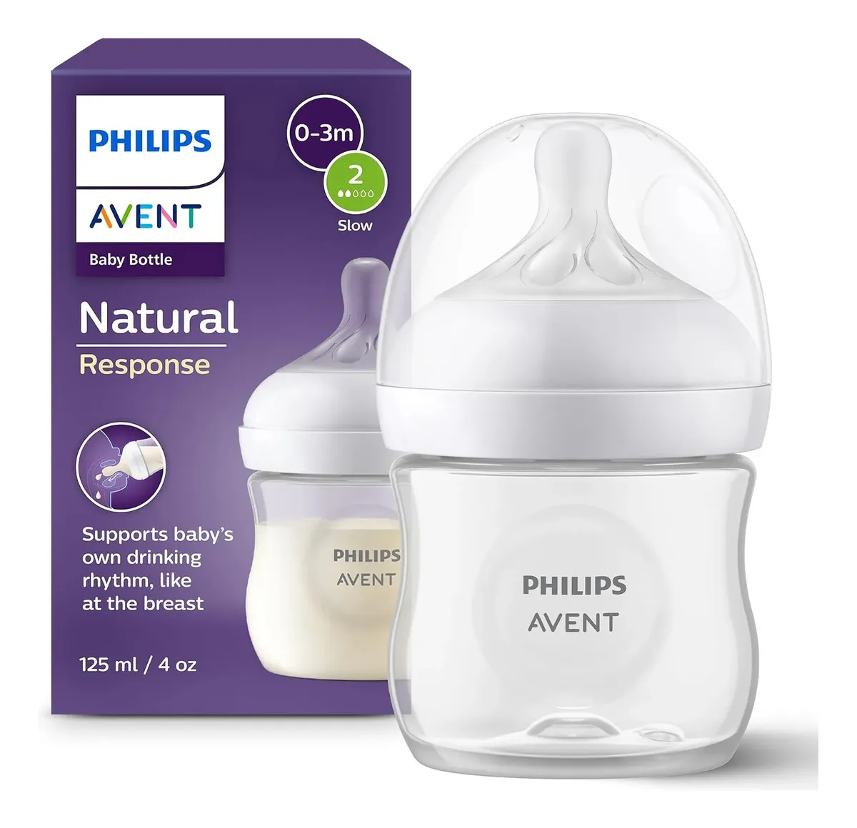 Mamadera Avent Philips Natural Response 125ml 0m+ Color Blanco Liso
