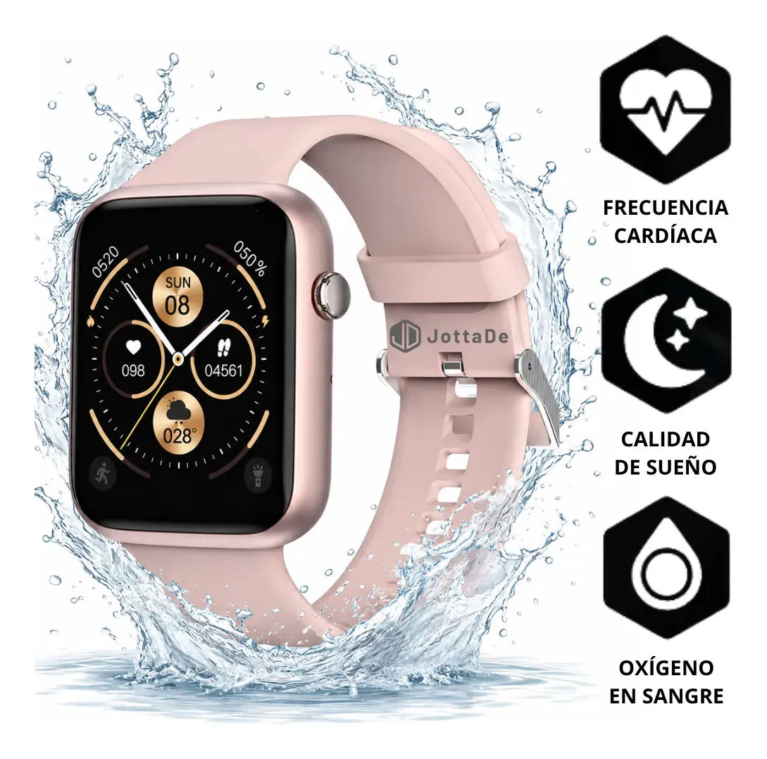 Smartwatch Reloj Inteligente Sumergible Jd Capri Rosa Llamadas Bluetooth Múltiples Modos Deportivos Presión Arterial SPO2 Control de Música