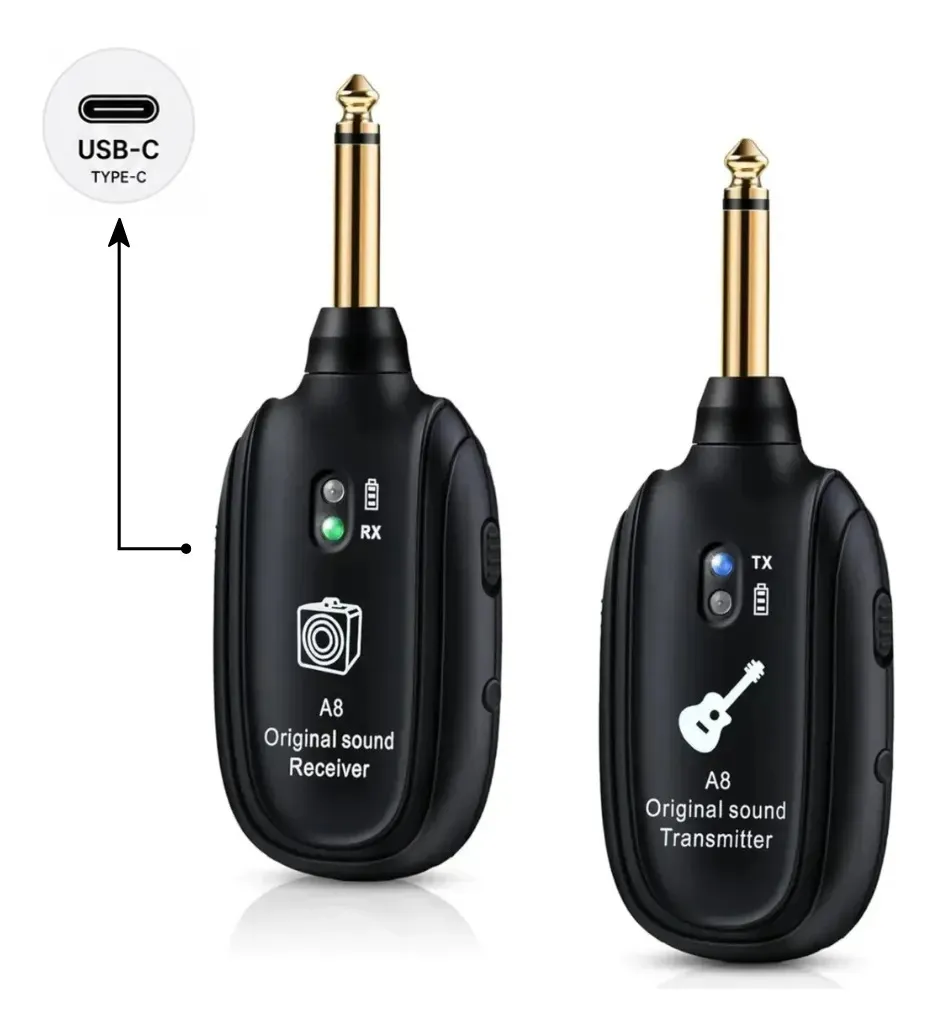Sistema Transmisor Y Receptor Inalámbrico Guitarra Uhf A8 - Corp Skyla