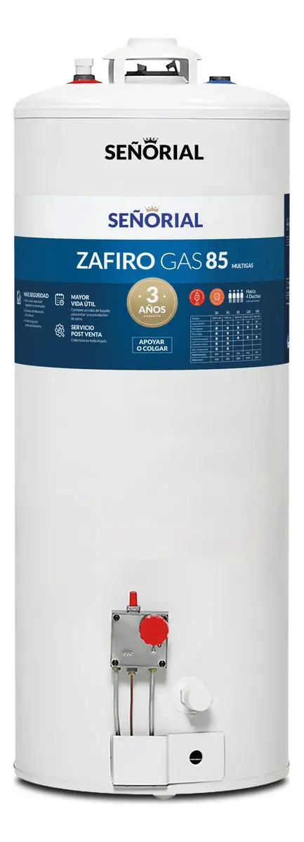 Termotanque Multigas Señorial TSZP1-85 Zafiro Color Blanco