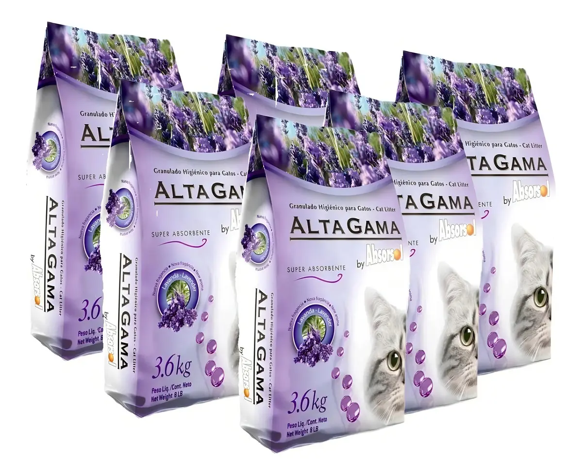 Piedras Sanitarias Alta Gama Absorsol Con Lavanda Para Gato, Pack X6 De 3.6 Kg