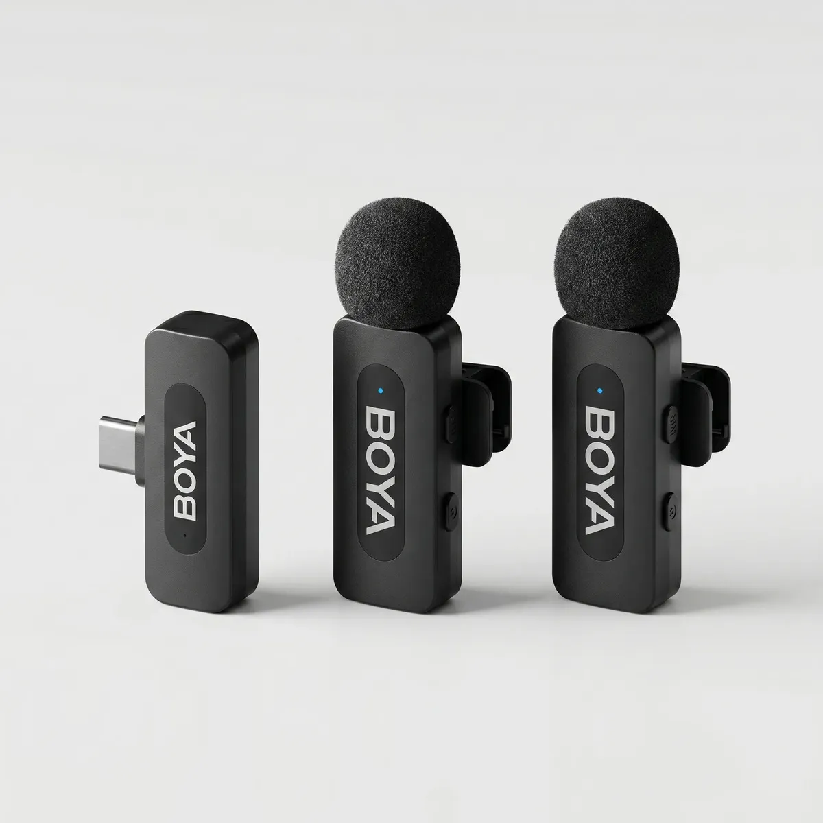 Kit 2 micrófonos Inalámbricos BOYA BY-V20 USB-C Para Celular 2.4GHz Ultra Compacto