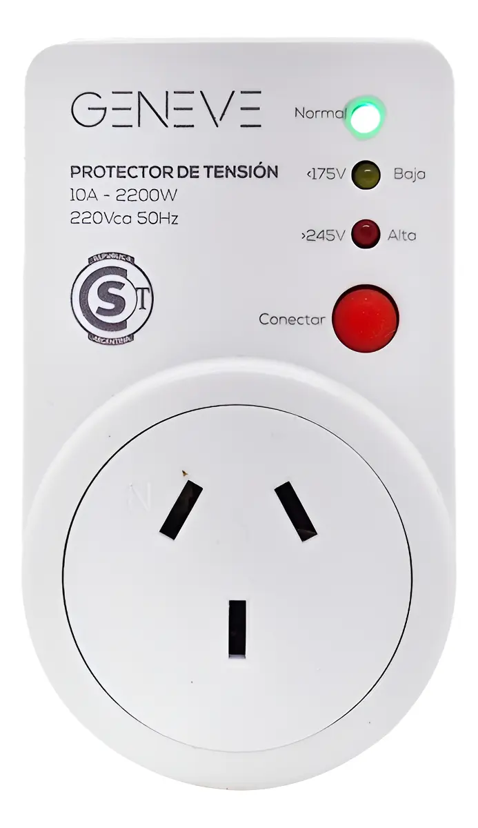 Protector Alta Baja Tension Heladera Lavarropas 10a 220v Color Blanco