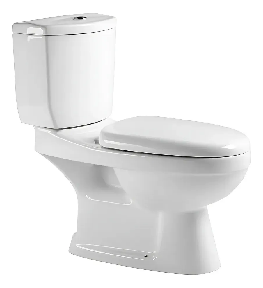 Inodoro Largo de Loza Sanitaria con Tanque y Asiento, Modelo Delfi en Blanco