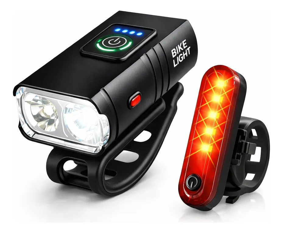 Luces Para Bicicleta Delantera Y Trasera Luz Ipx6 Lámpara Negro