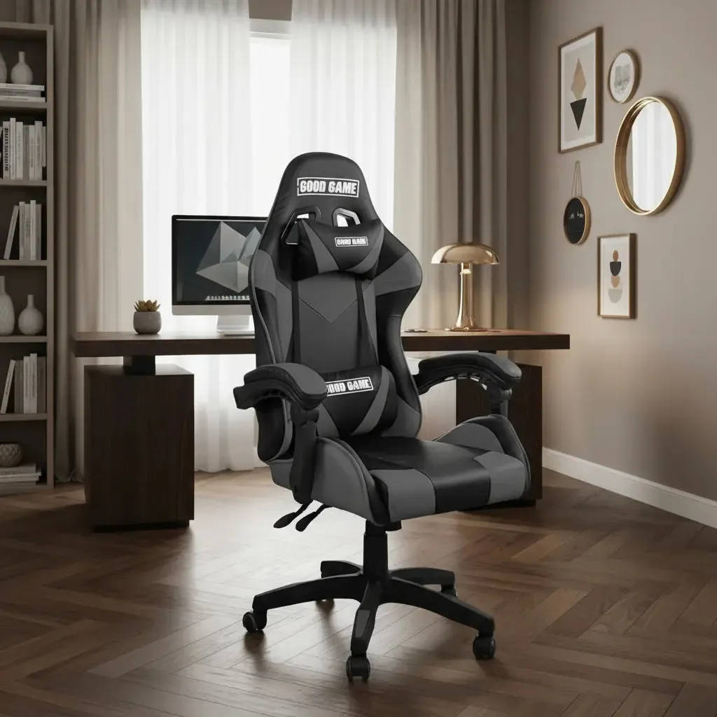 Sillon Silla Gamer Oficina Good Game Gg-06 Color Gris Material del tapizado Cuero sintético