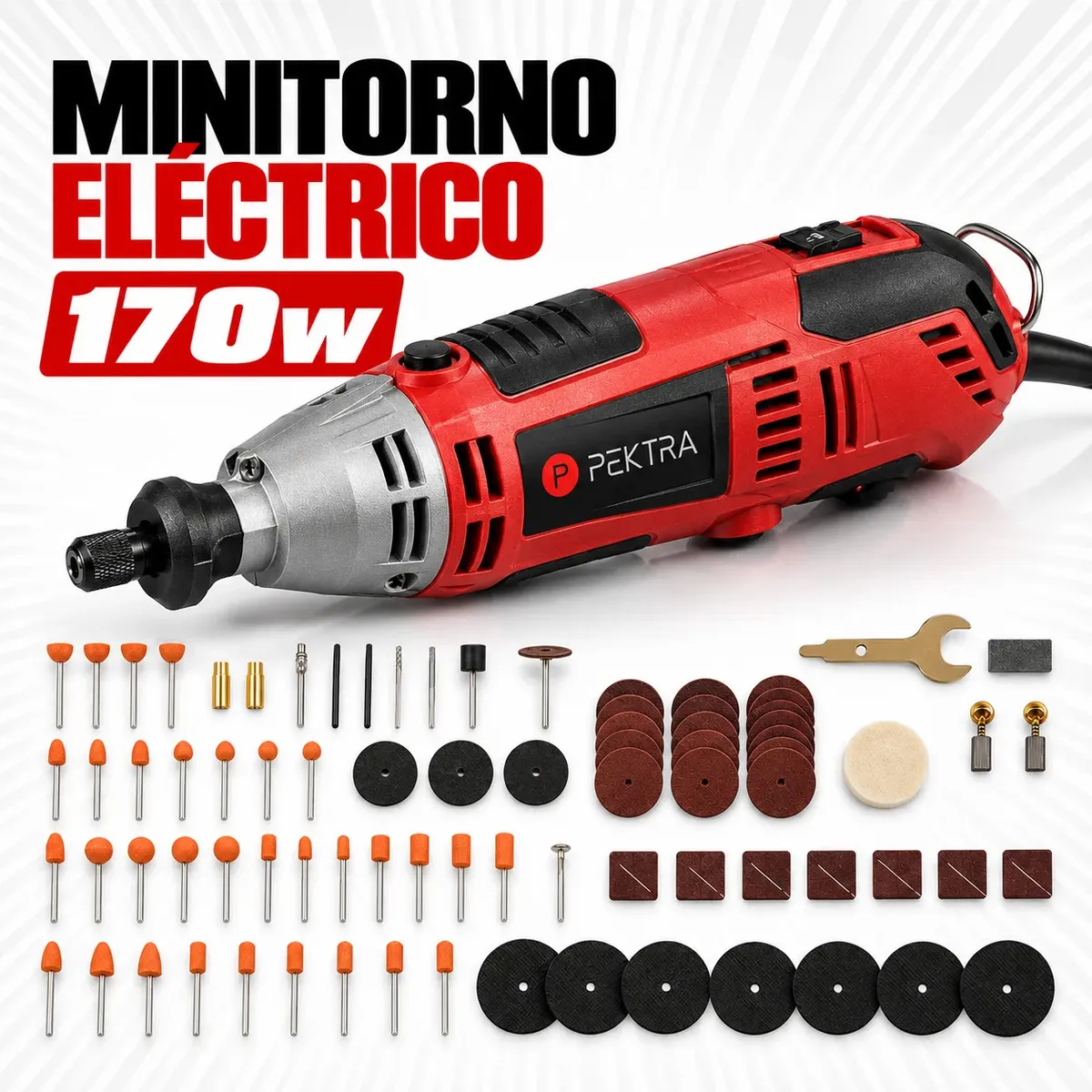 Minitorno Eléctrico 170W Pektra Con Maletín + 104 Accesorios