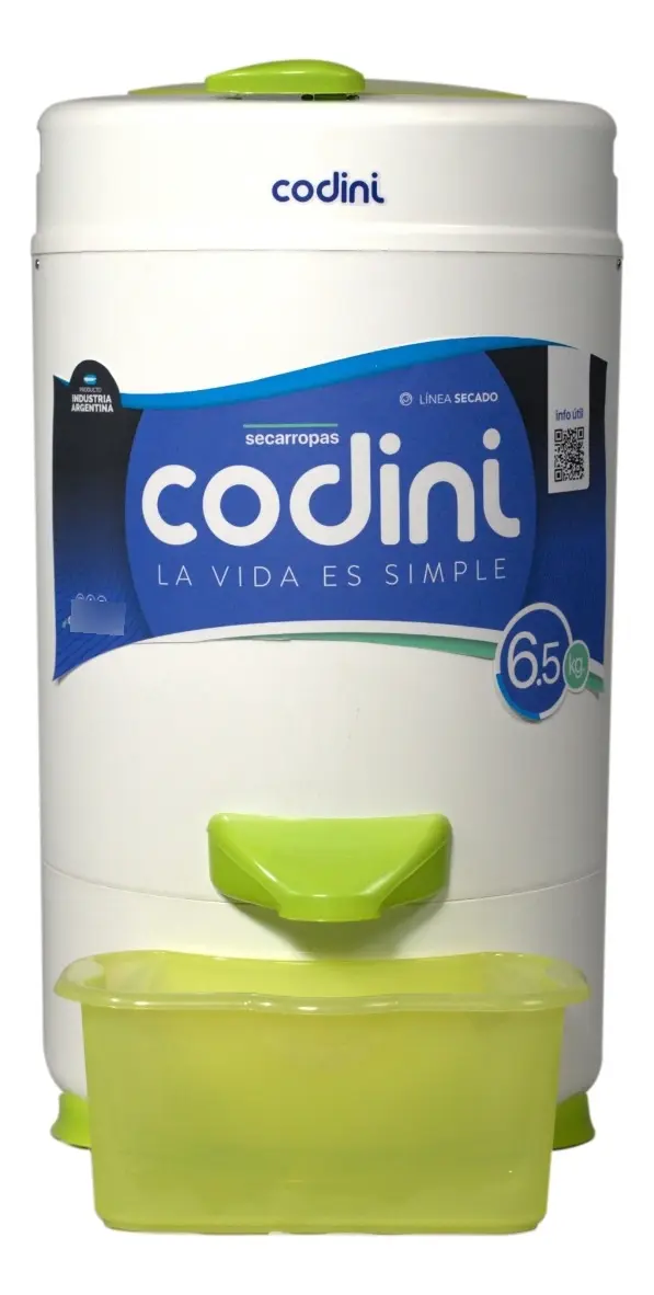 Secarropas Codini Innova 6.5kgs Tambor Acero Inox. 2800rpms Color Blanco/Verde
