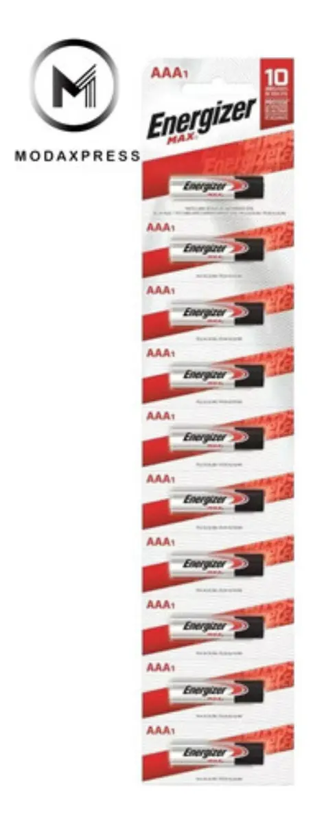 Pilas AAA Energizer MAX E92 Alcalinas 1.5V Pack 10 Unidades