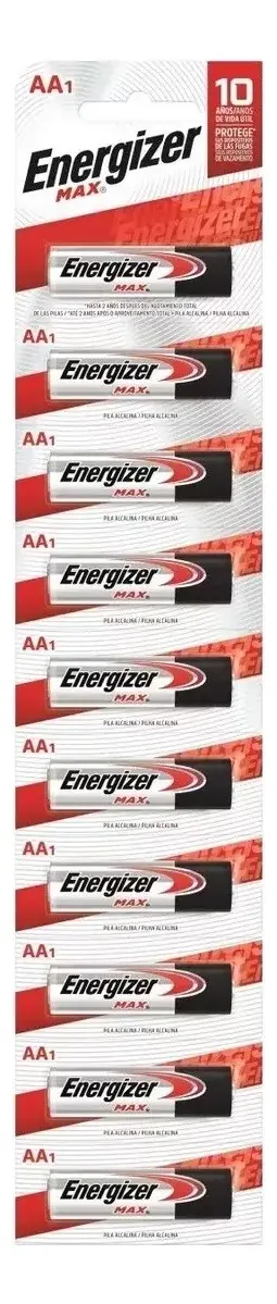 10 Pilas AA Energizer MAX E91 Alcalina