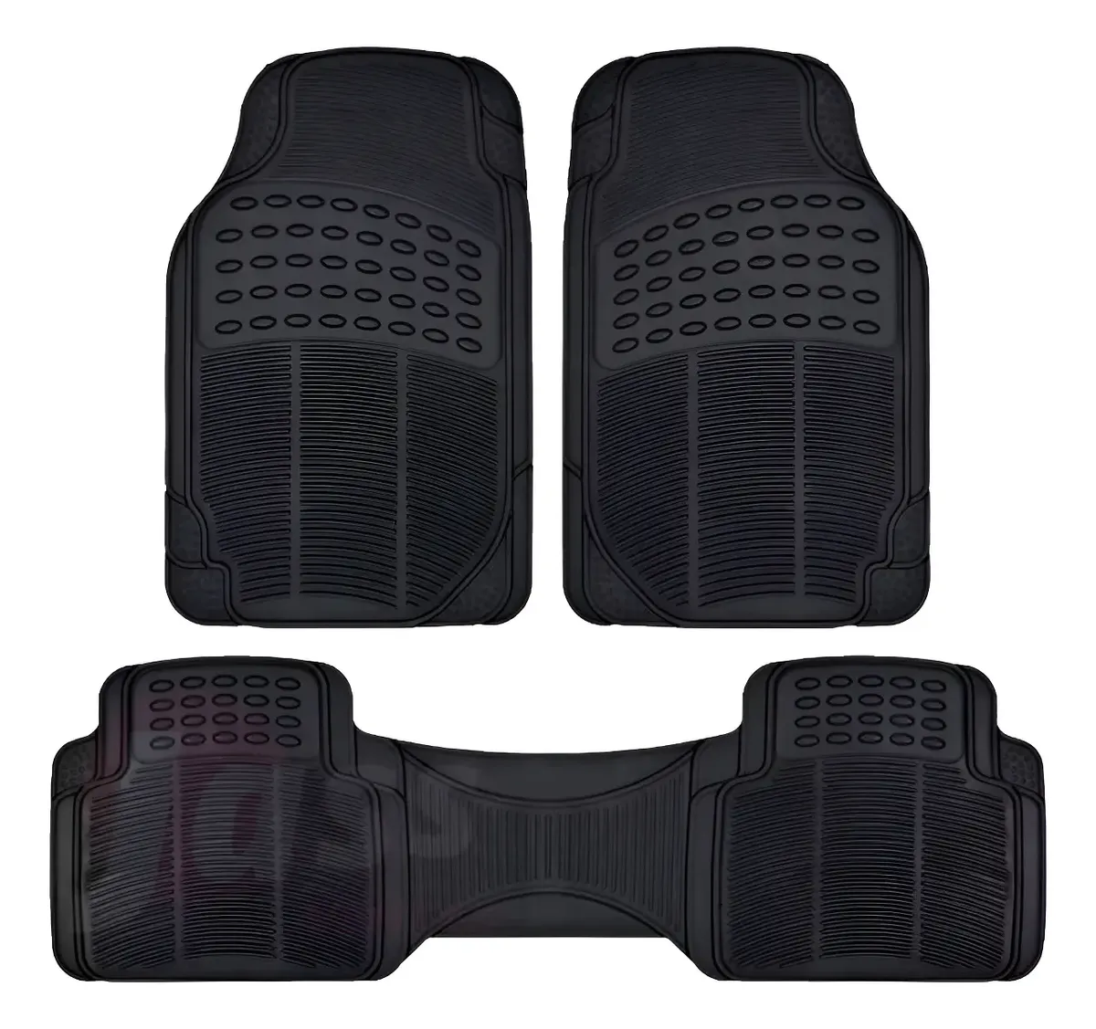 Cubre Alfombra Goma Pesada Universal 3 Piezas Camioneta Auto Negro