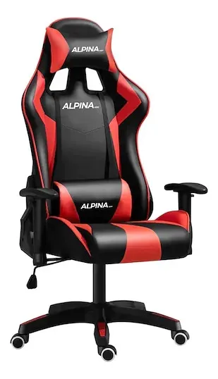 Silla Gamer Alpina Ergonomica Giratoria Reclinable Pre Ft055 Color Negro/Rojo Material del tapizado Cuero sintético