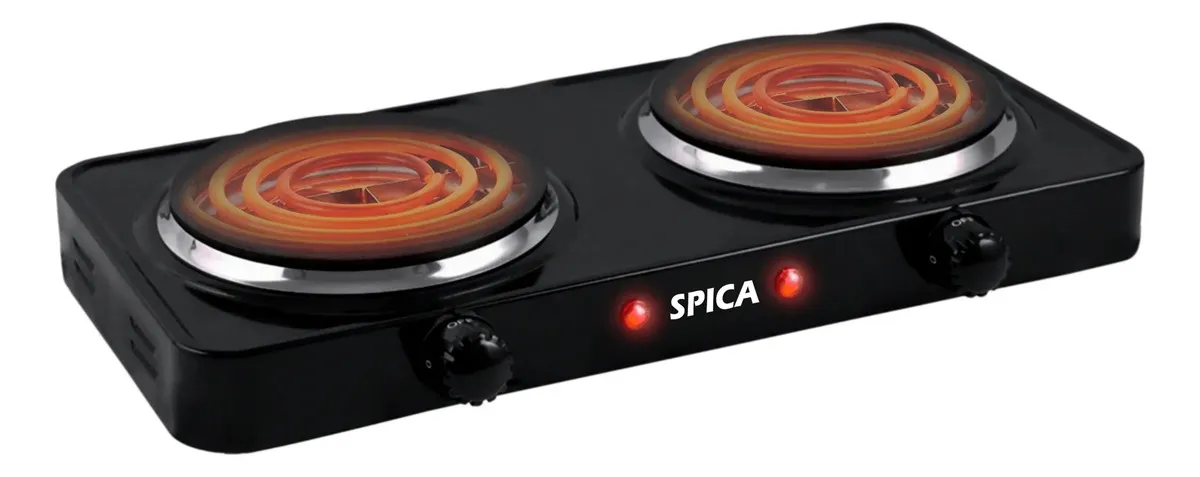 Anafe Electrico Cocina Spica Sp-1040 Doble Hornalla 5 Velocidades Color Negro