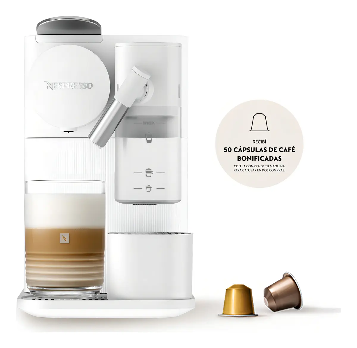 Cafetera Nespresso Lattissima One + Cápsulas Color White